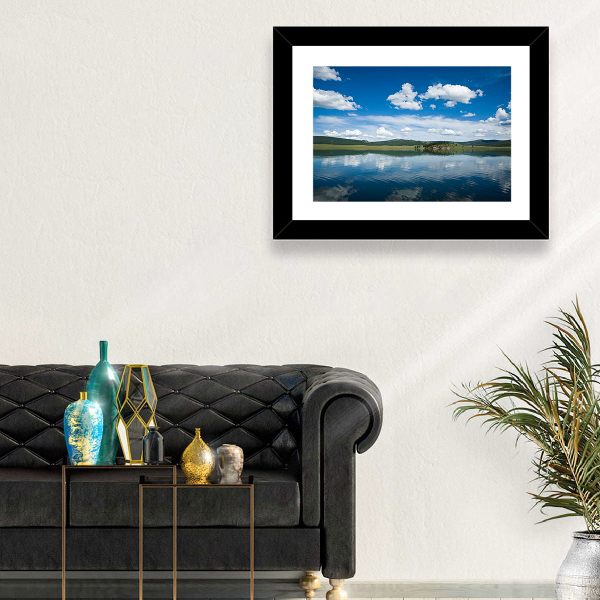 Lake Khovsgol Reflection Wall Art in a room, landscape