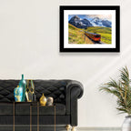 Red Alpine Train at Eiger Wall Art