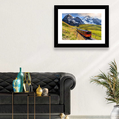 Red Alpine Train at Eiger Wall Art