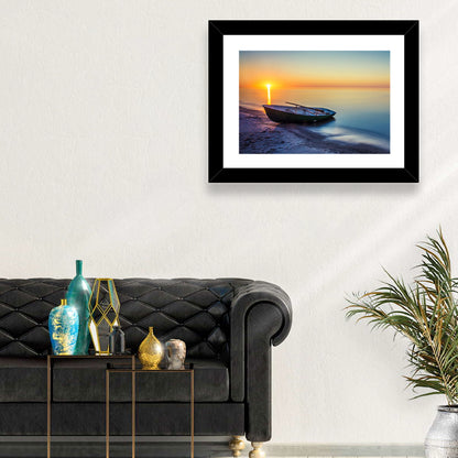 Rowboat Sunrise Seascape Wall Art
