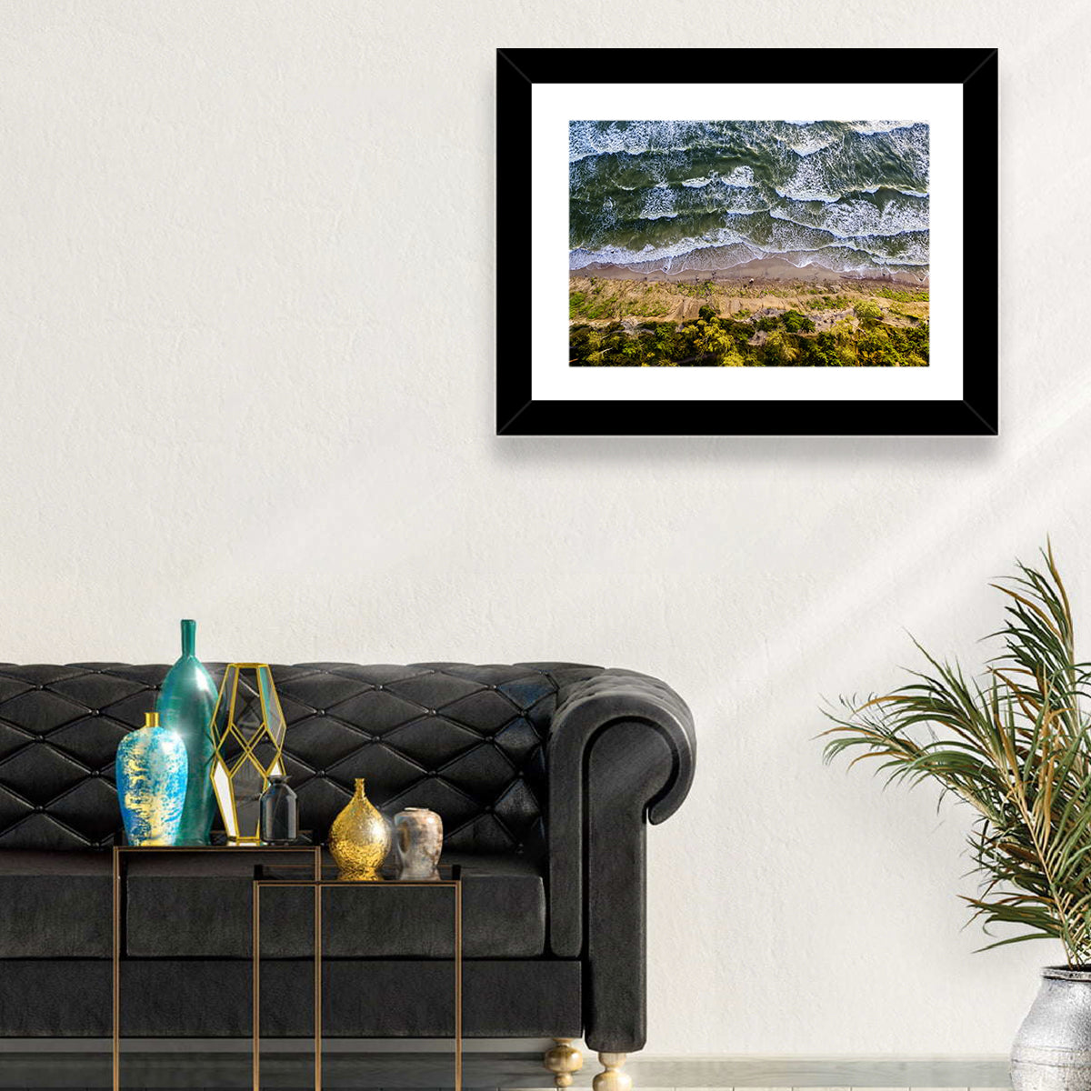 Aerial Waves Over Sandy Cliff Wall Art