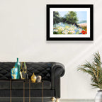 Sunny Daisy Meadow with Red Poppies Wall Art