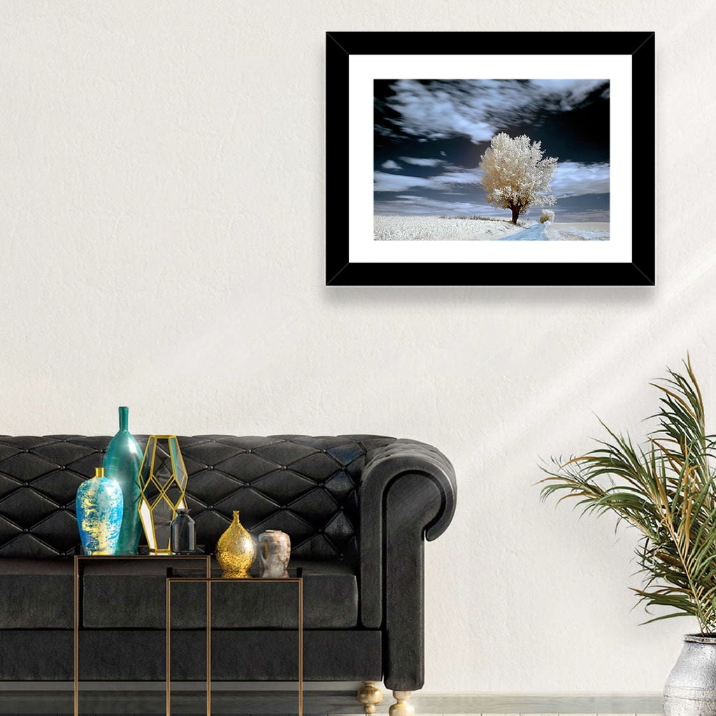 Infrared Winter Willow Tree Wall Art