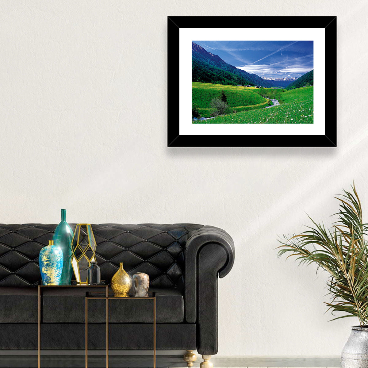 Snow-capped Peaks and Floral Meadow Wall Art