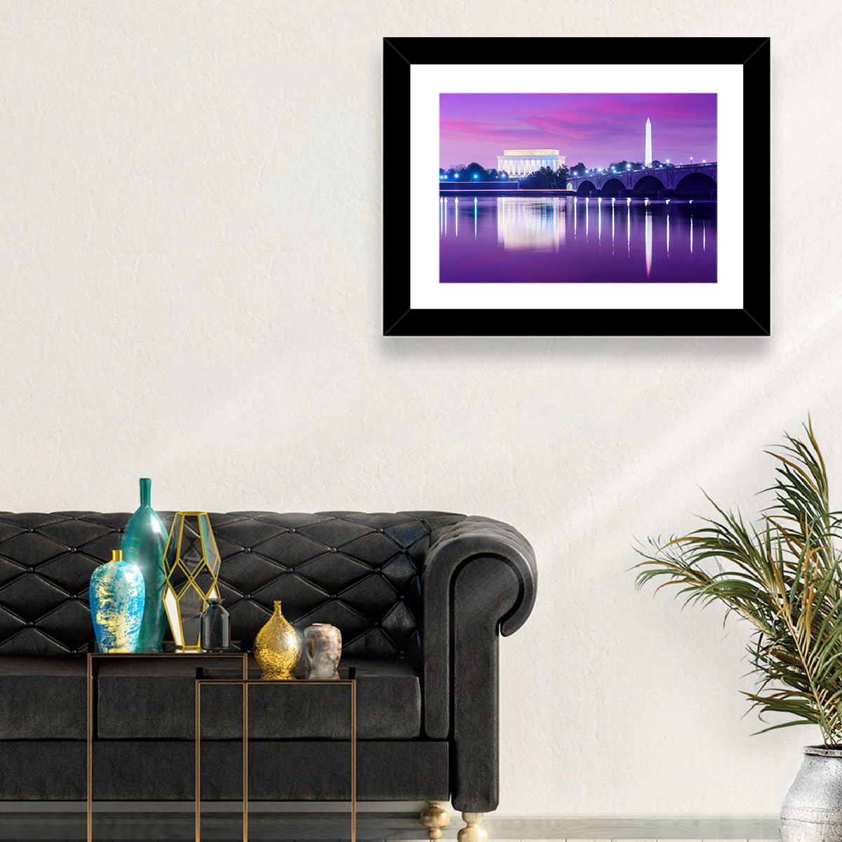 Purple Twilight Washington D.c. Skyline Wall Art in a room, landscape