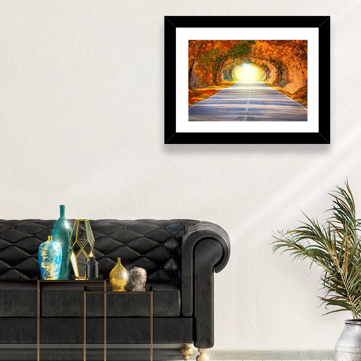 Golden Autumn Tree Tunnel Wall Art