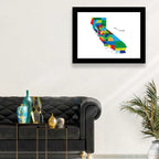 California Map with Colored Counties Wall Art