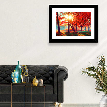 Autumn Park Sunrise Wall Art
