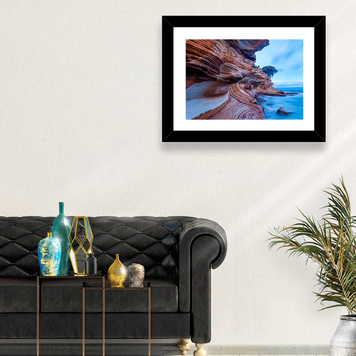 Painted Cliffs, Maria Island Wall Art in a room, landscape