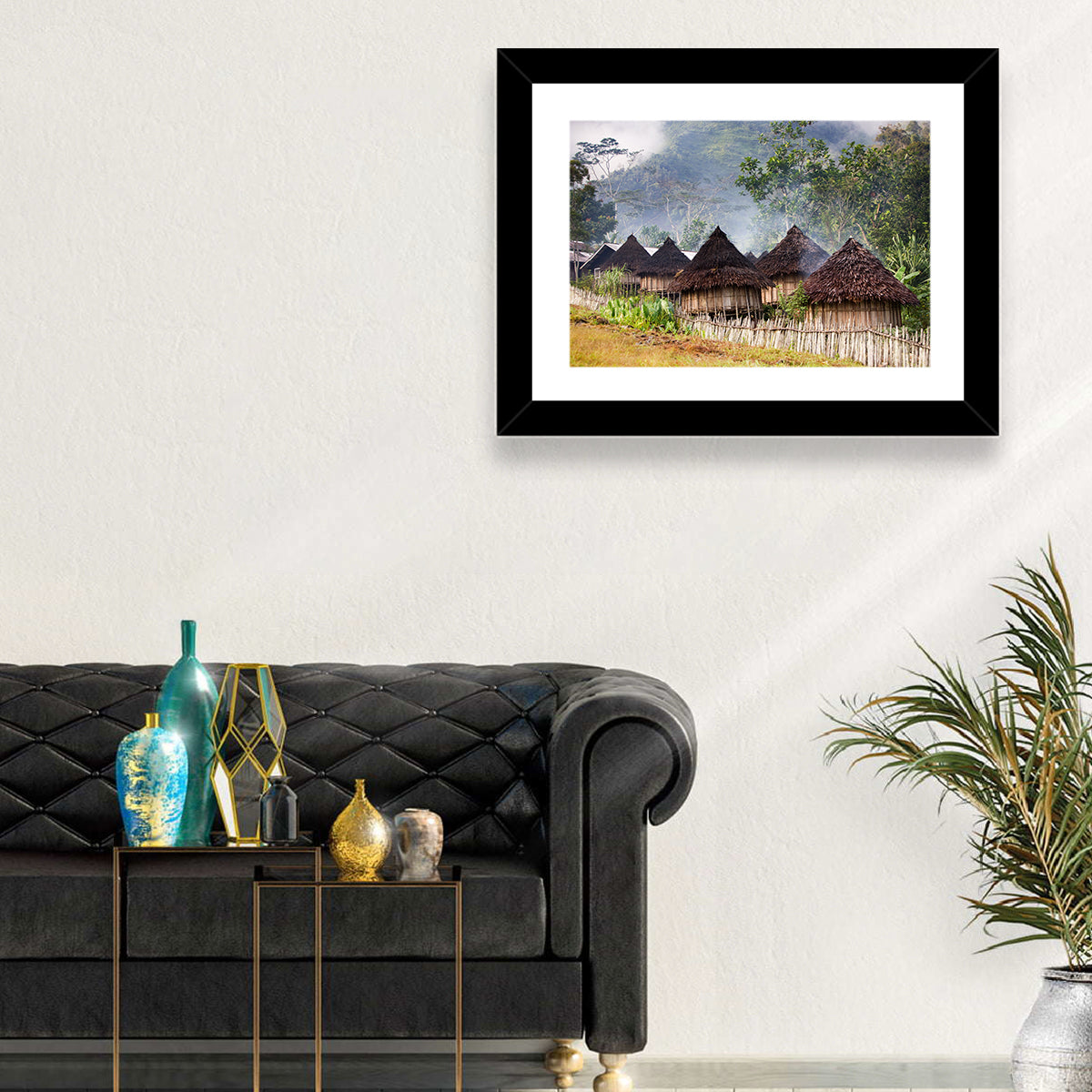 Papua Mountain Village Wall Art in a room, landscape
