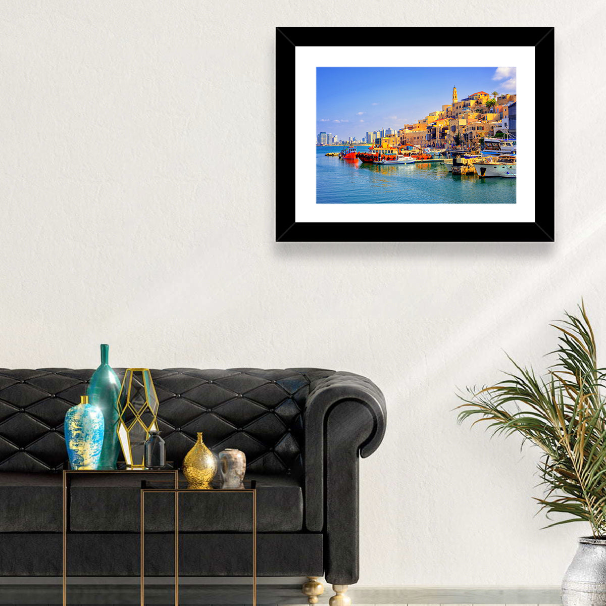 Old Jaffa Harbor Wall Art in a room, landscape