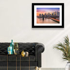 Brooklyn Bridge Light Trails Over Lower Manhattan Wall Art
