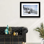 Snow Covered Alpine Cabin Wall Art