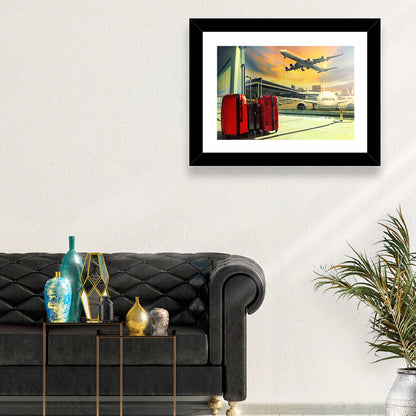 Suitcases at the Airport Window Wall Art