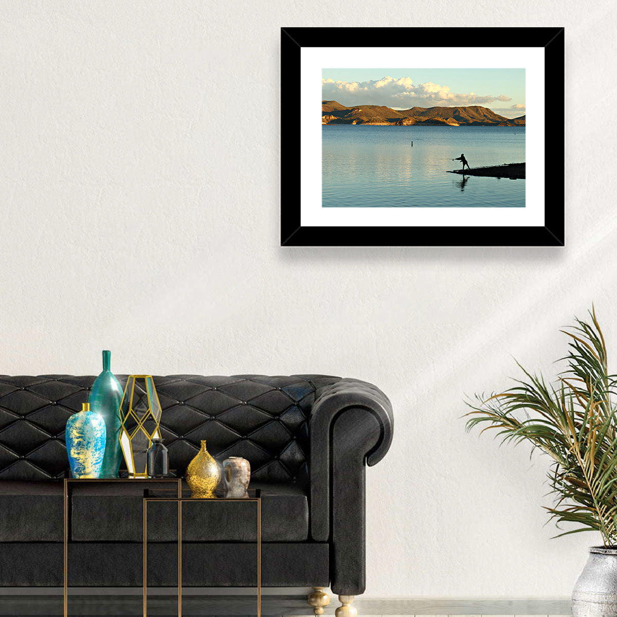 Lake Pleasant Fisherman Silhouette Wall Art