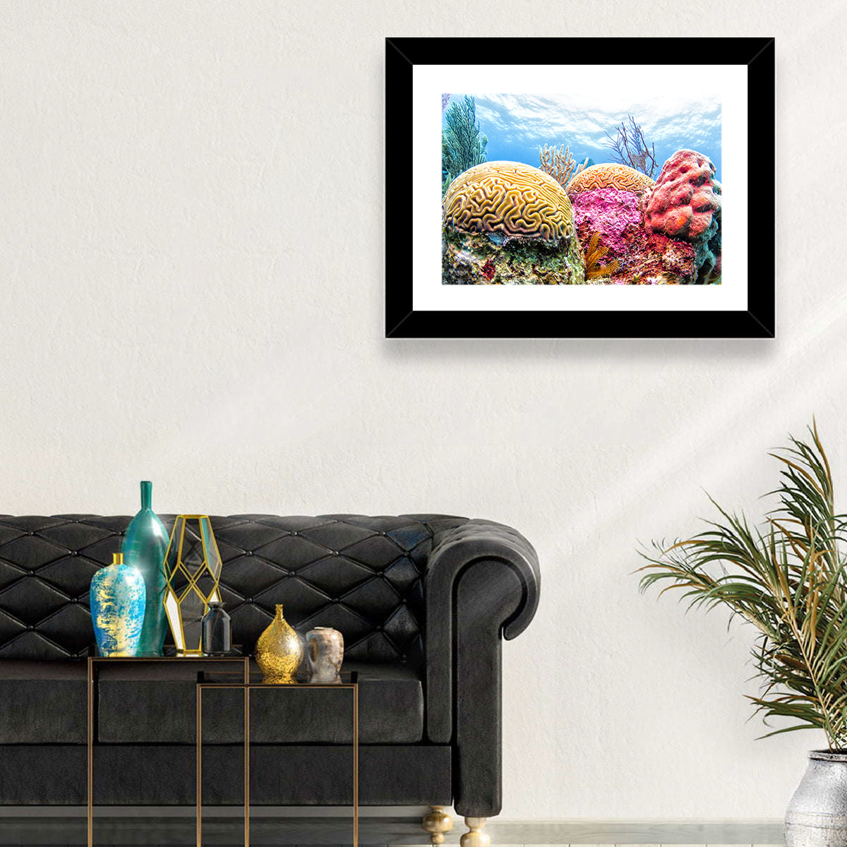 Vibrant Brain Coral Reef Wall Art