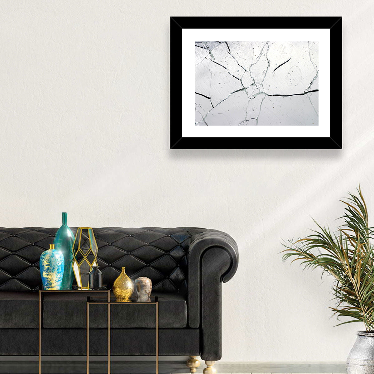 Fractured Glass Macro Study Wall Art in a room, landscape
