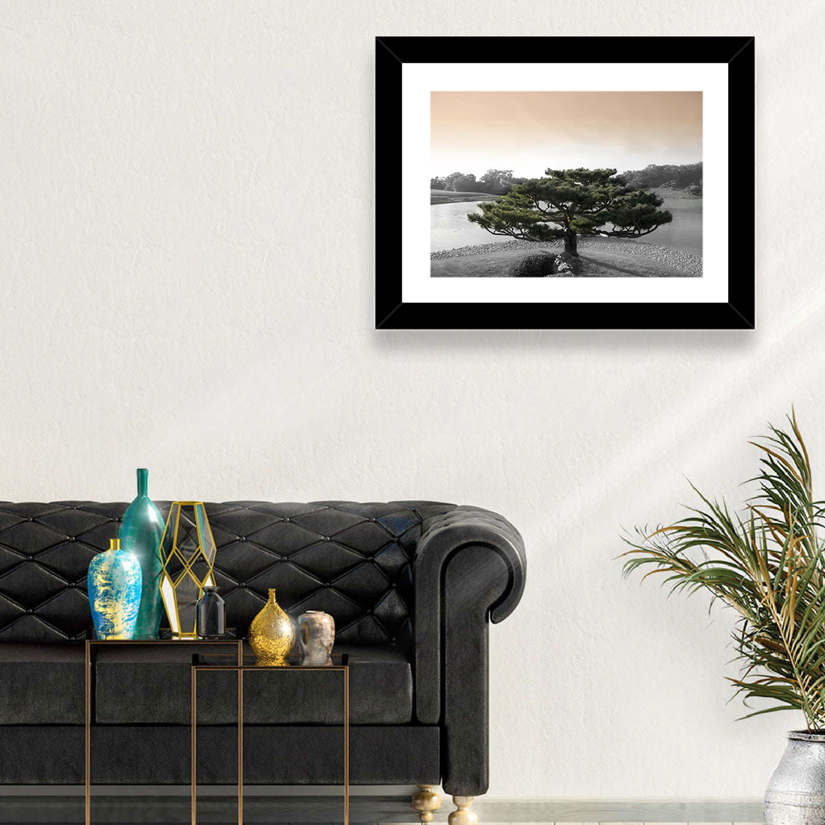 Bonsai Pine in Japanese Garden Wall Art