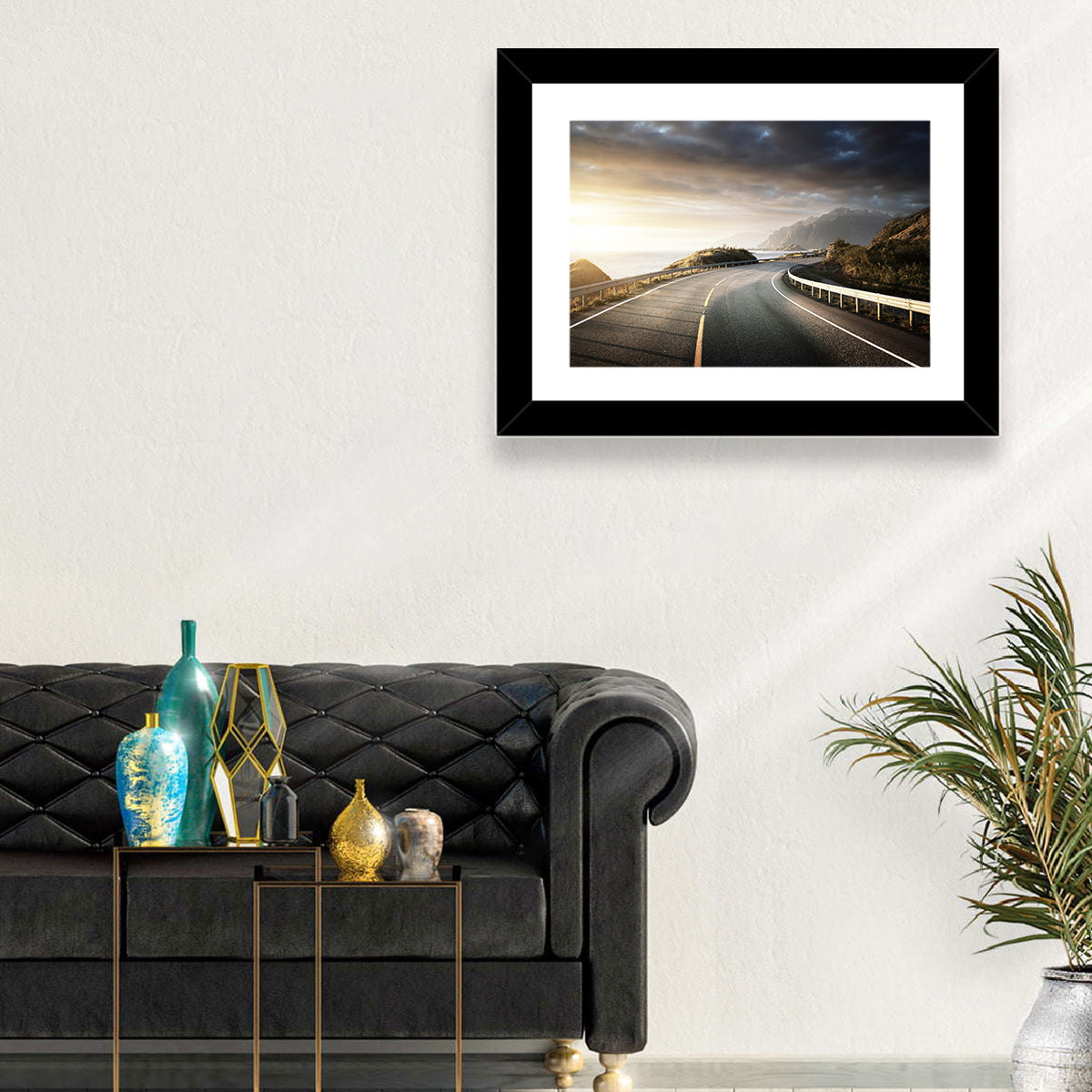Golden Sunrise Coastal Road Wall Art