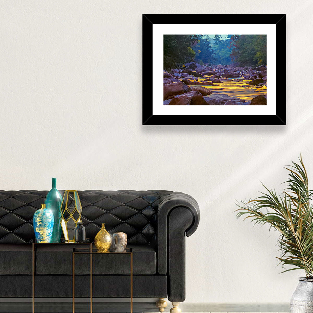 Swift River at Golden Hour, New Hampshire Wall Art in a room, landscape