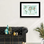 World Travel Map Illustration Wall Art