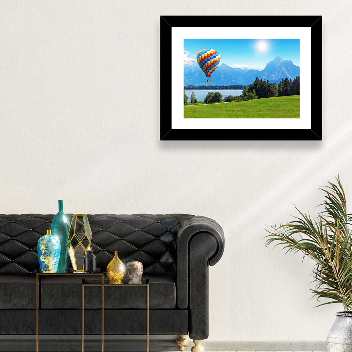 Bavarian Lake with Hot Air Balloon Wall Art