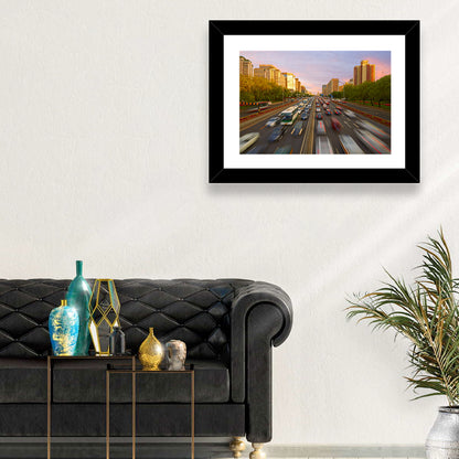 Beijing Sunset Traffic Streaks Wall Art