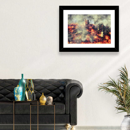 Warsaw Spire Burning City Abstract Wall Art