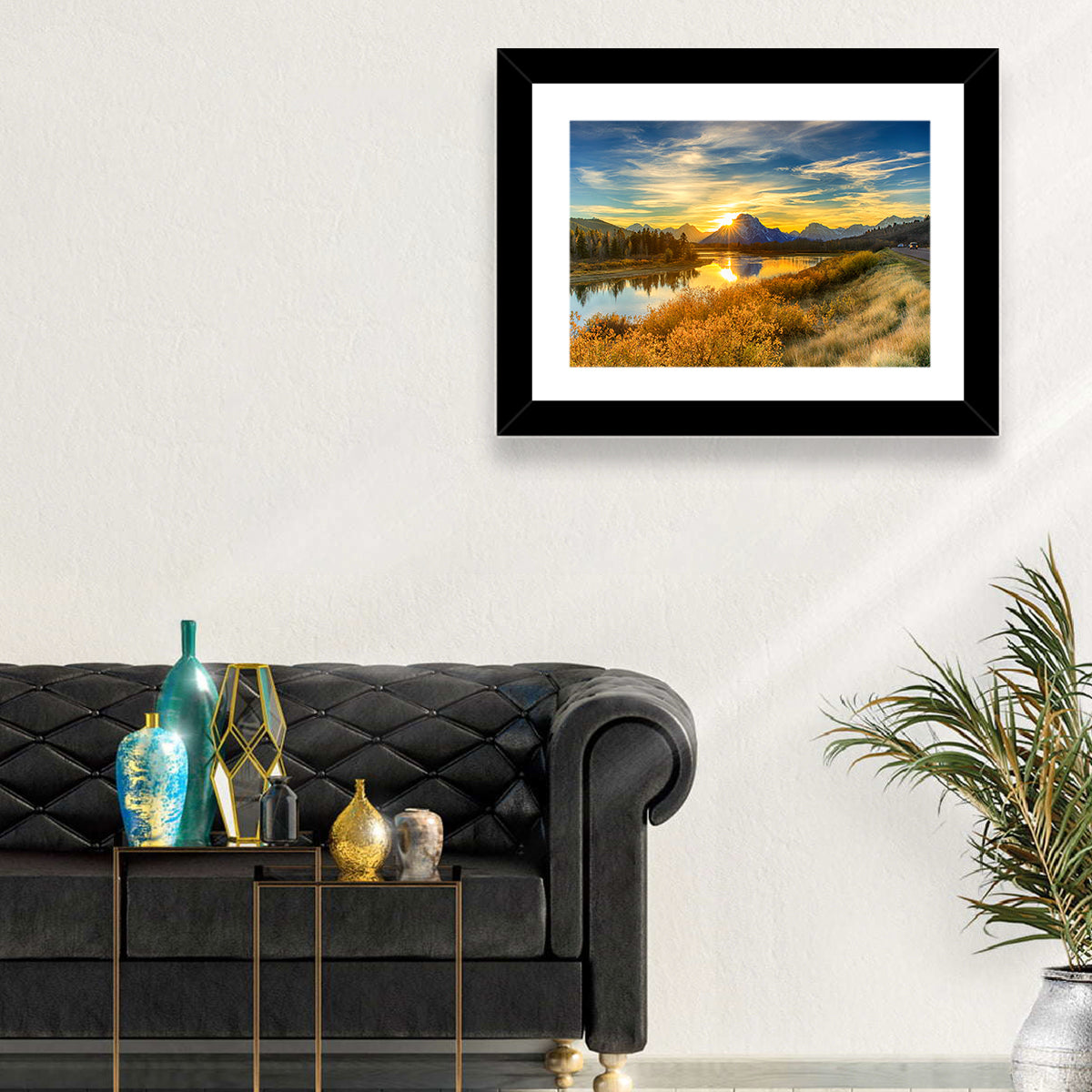 Oxbow Bend Sunrise Wall Art in a room, landscape
