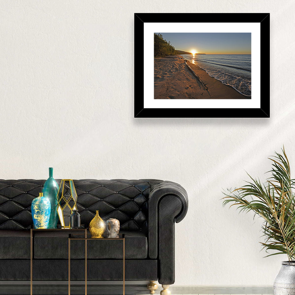 Lake Superior Driftwood Beach Sunset Wall Art