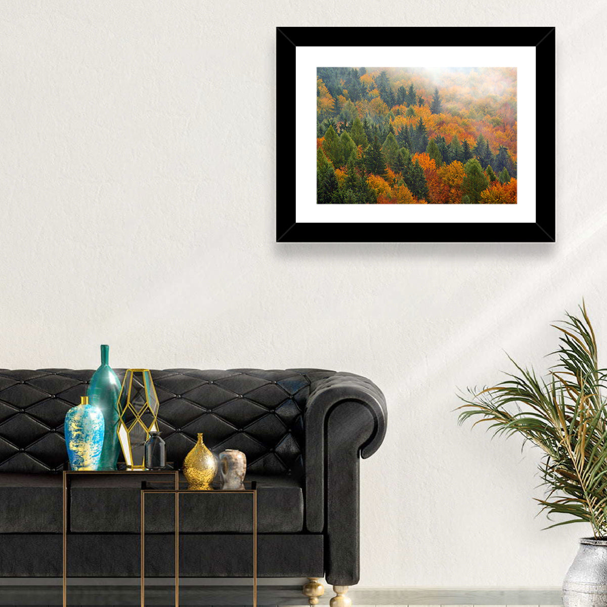 Misty Autumn Forestscape Wall Art