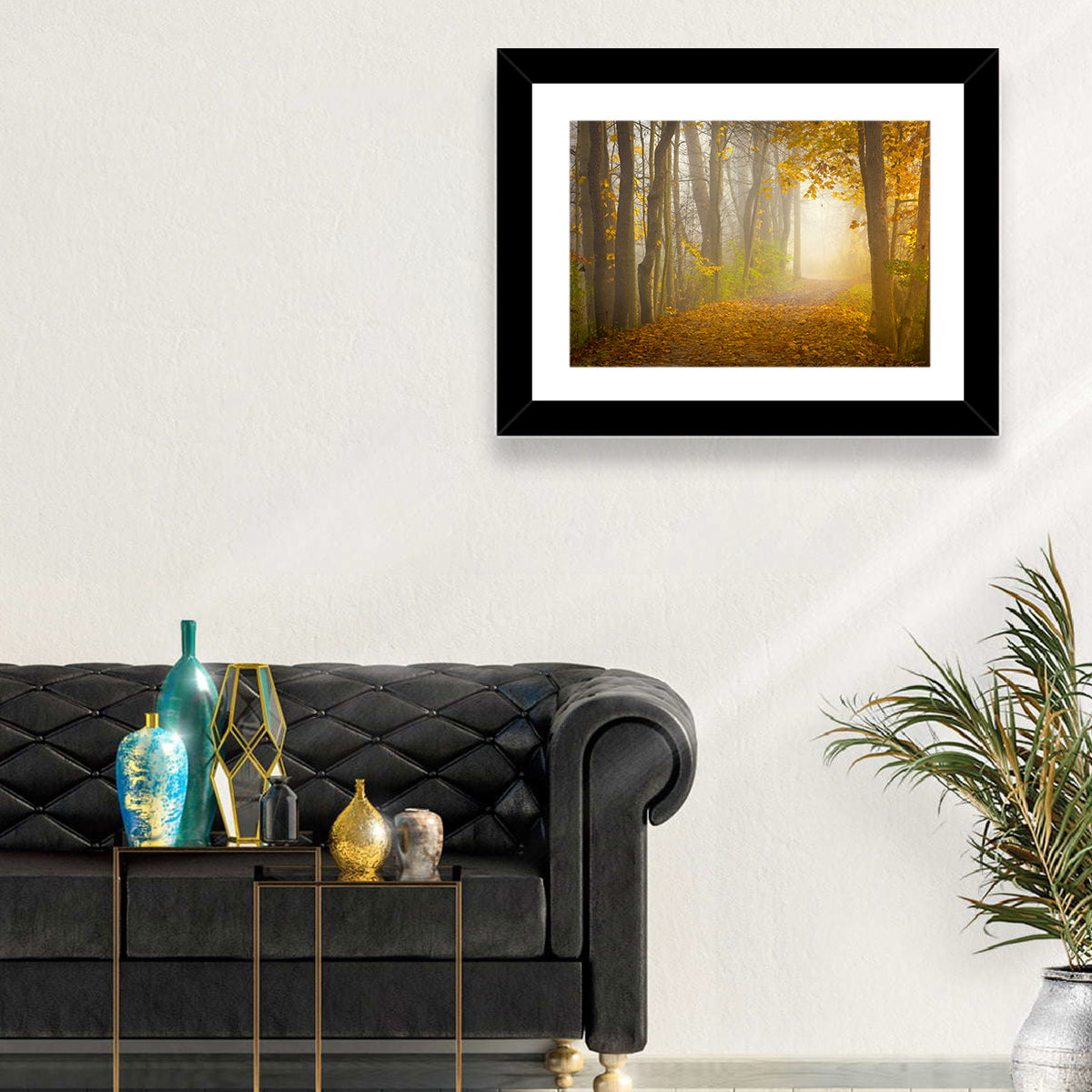Cuyahoga Valley Autumn Path Wall Art in a room, landscape