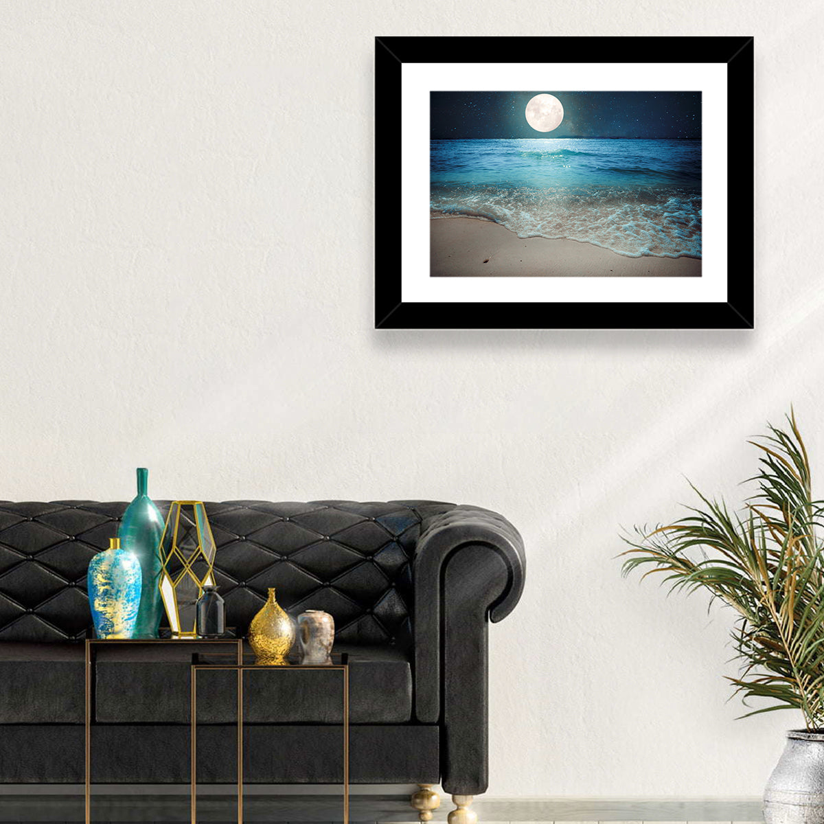 Full Moon Over Beach Wall Art