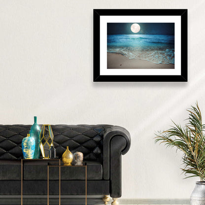 Full Moon Over Beach Wall Art