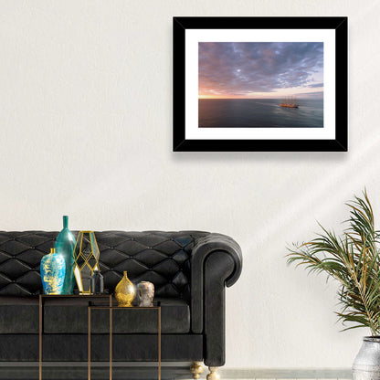 Sunlit Tall Ship at Sea Wall Art