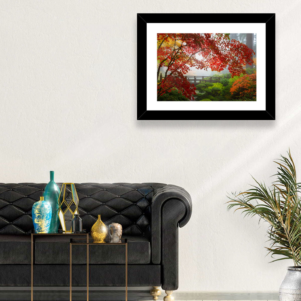 Portland Moon Bridge in Autumn Mist Wall Art