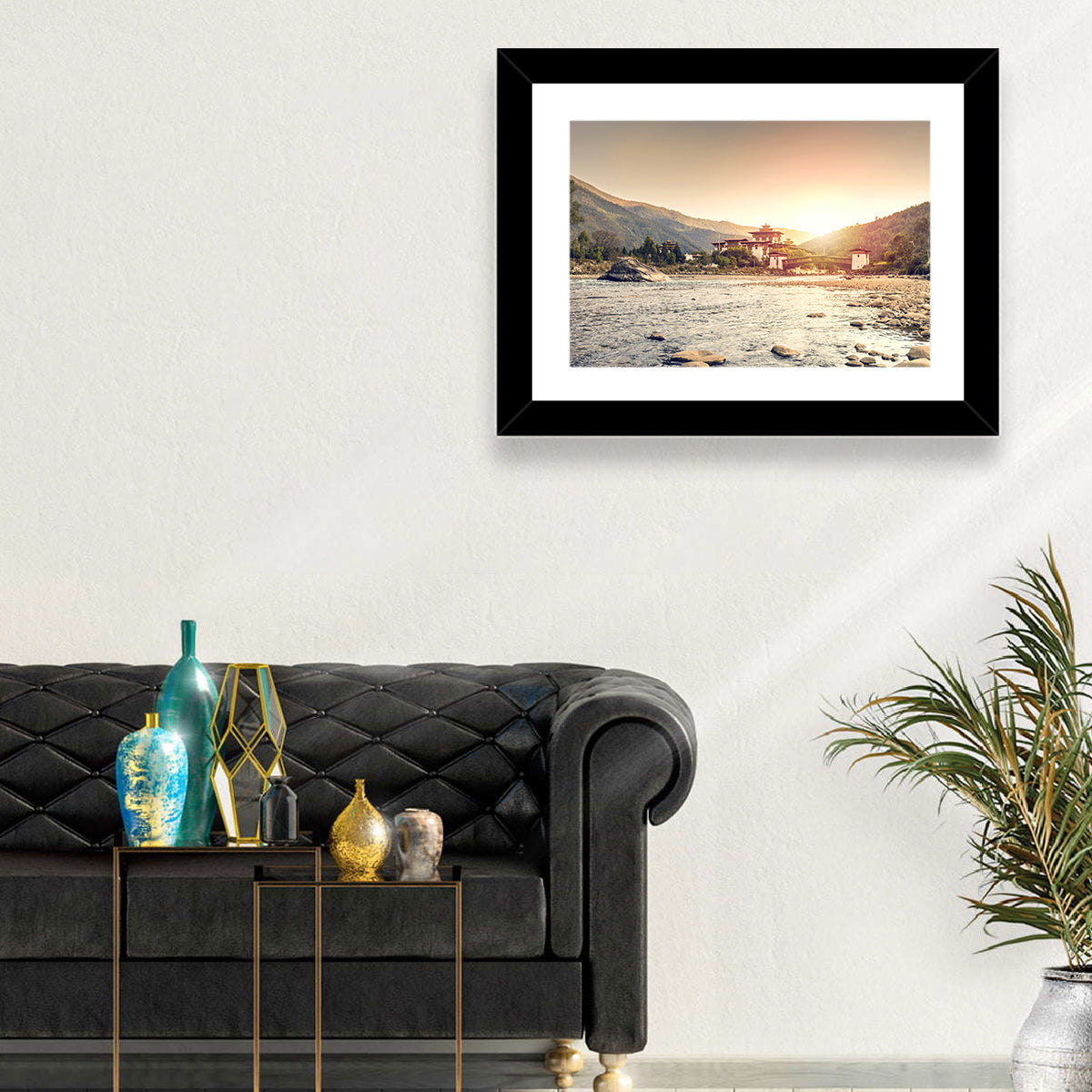 Punakha Dzong at Golden Hour Wall Art in a room, landscape