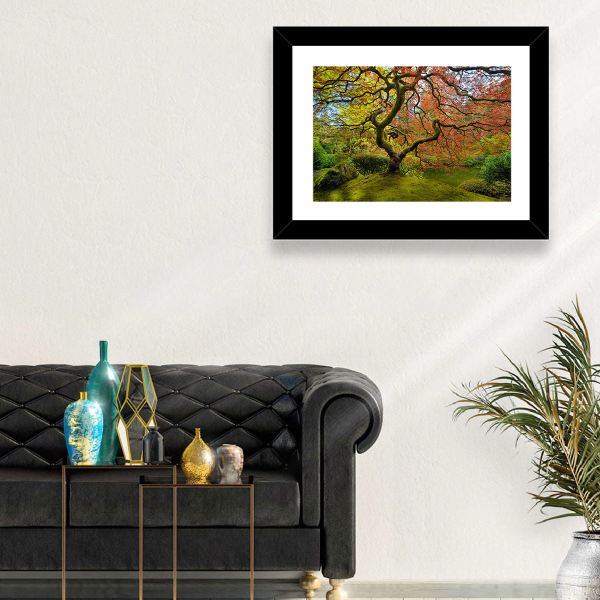Gnarled Japanese Maple by Garden Pond Wall Art in a room, landscape
