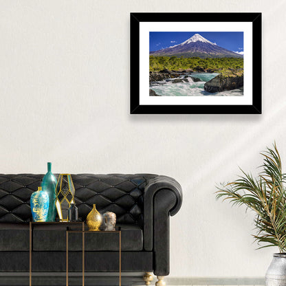 Osorno Volcano Over Petrohue Rapids Wall Art