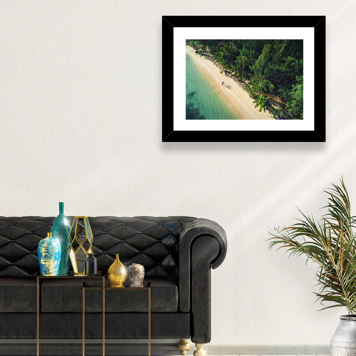 Dominica Beach Aerial, Late Afternoon Wall Art in a room, landscape