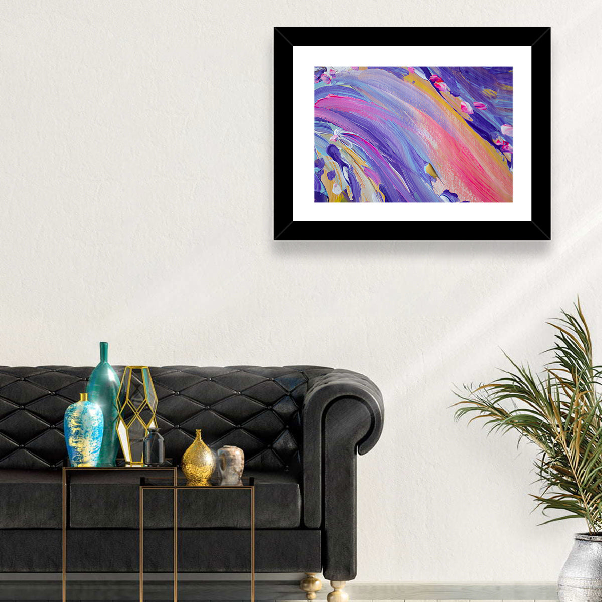 Sliding Hill Brushstrokes Wall Art in a room, landscape
