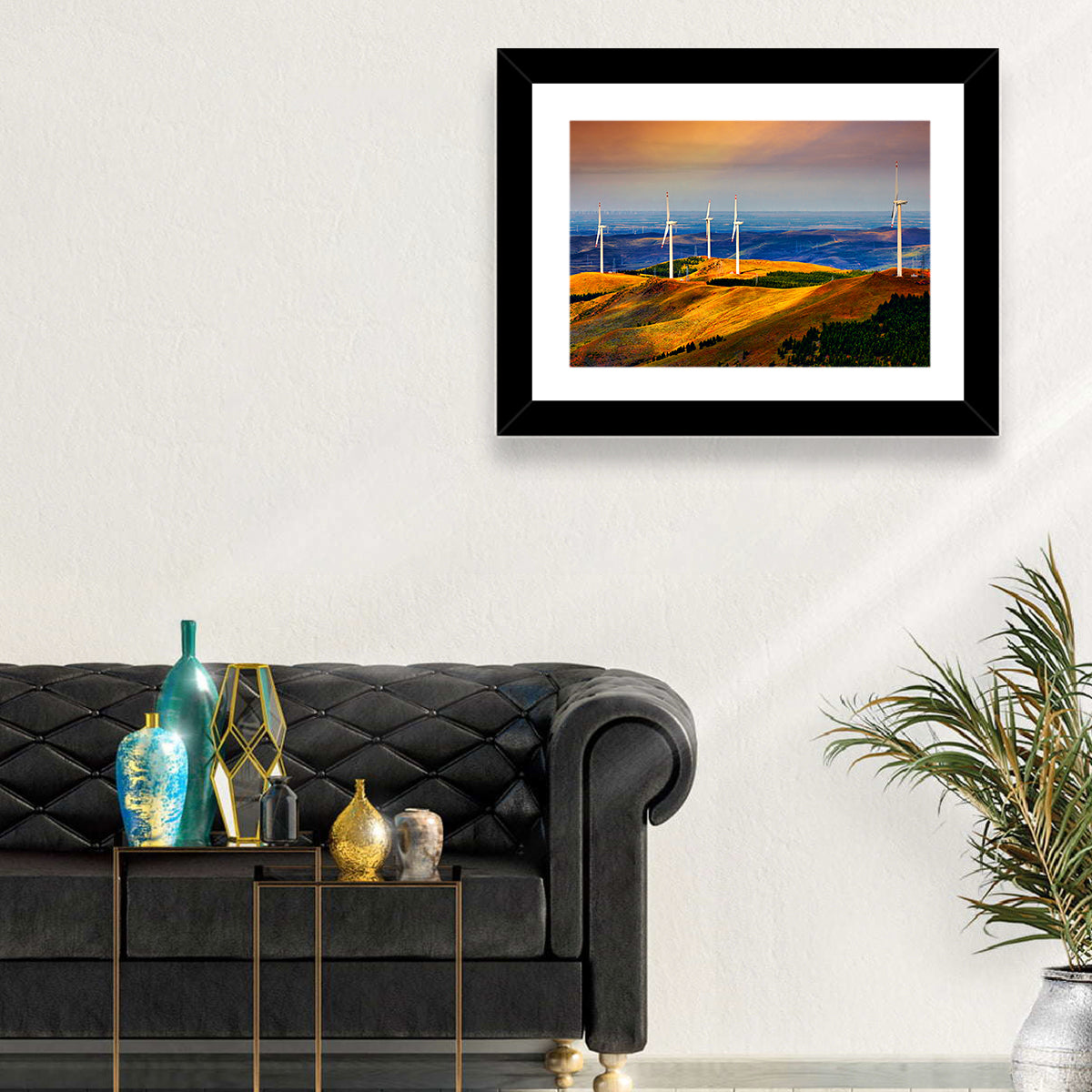 Golden Hour Wind Turbines Wall Art