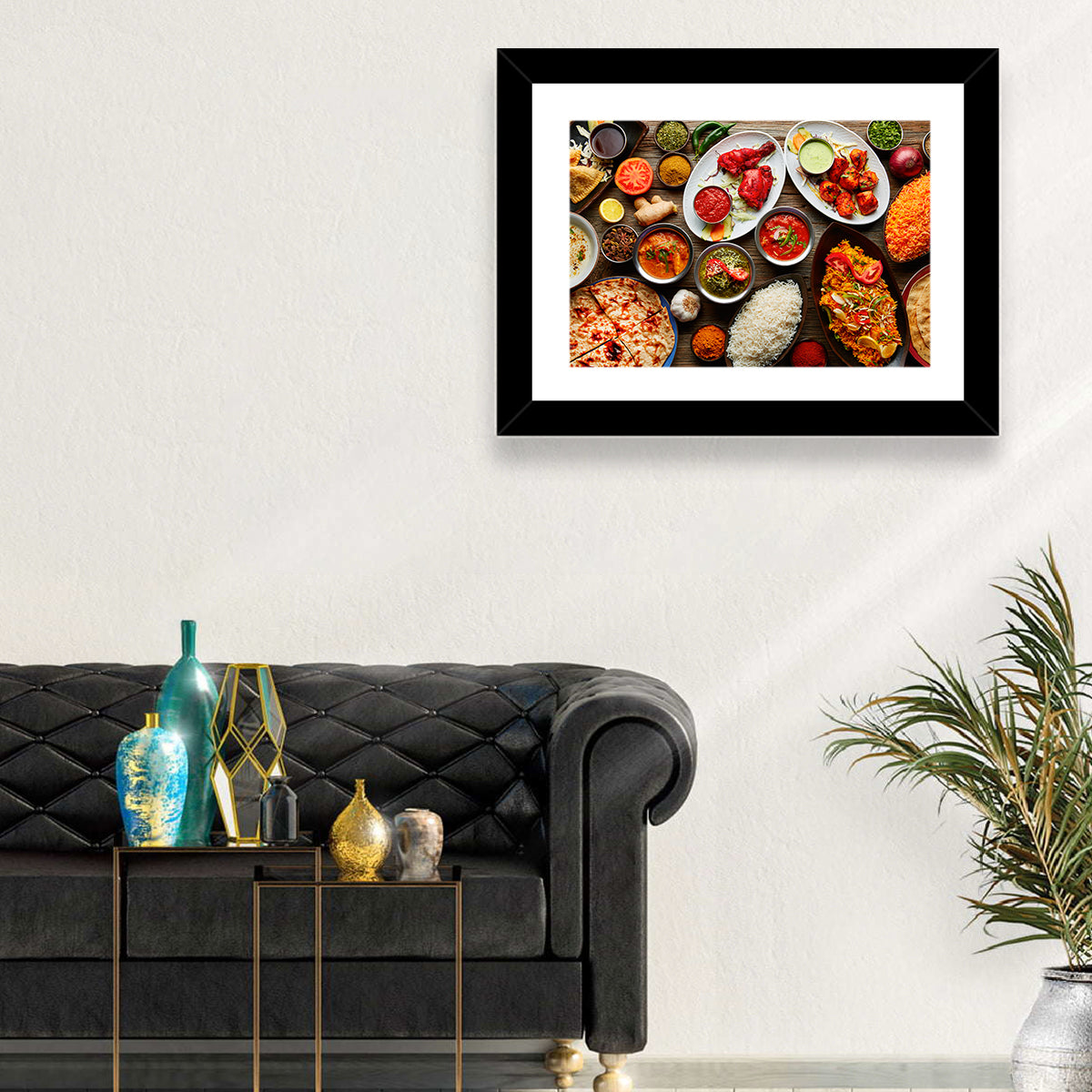 Indian Cuisine Flat Lay Wall Art in a room, landscape