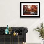 Autumn Forest Stream with Footbridge Wall Art