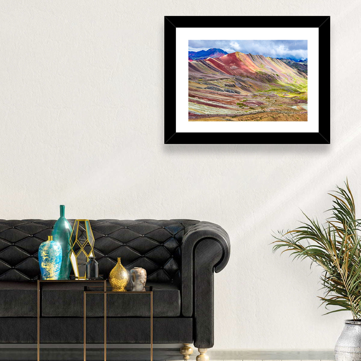 Vinicunca Rainbow Mountain Peru Wall Art in a room, landscape