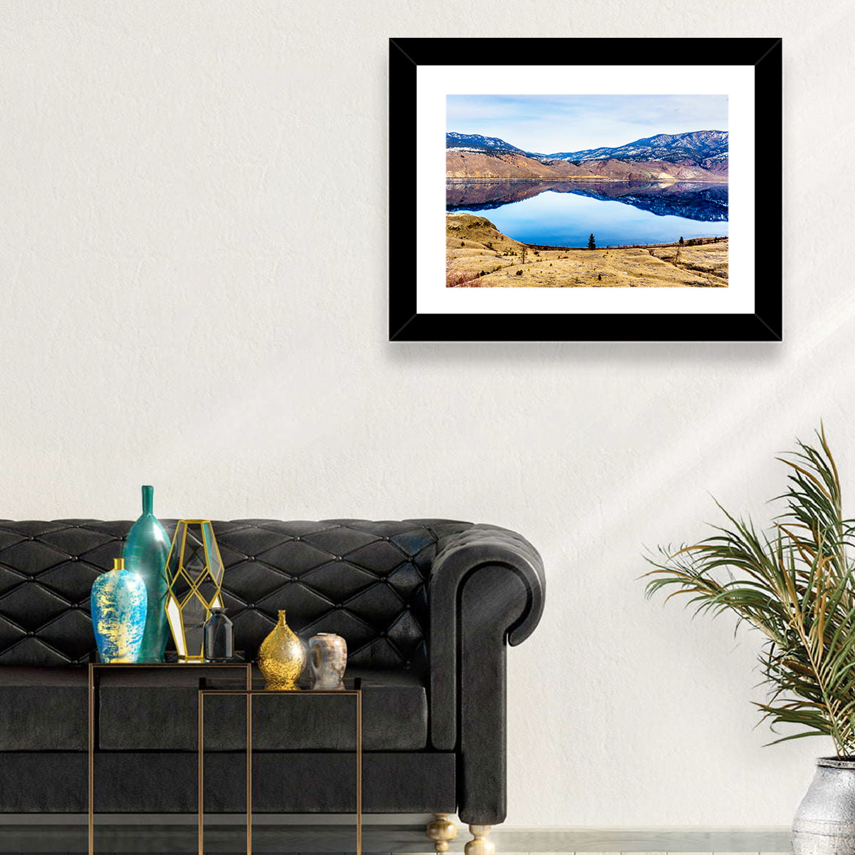 Kamloops Lake Sunset with Snow Capped Peaks Wall Art