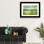 Misty River Meadow Watercolor Wall Art