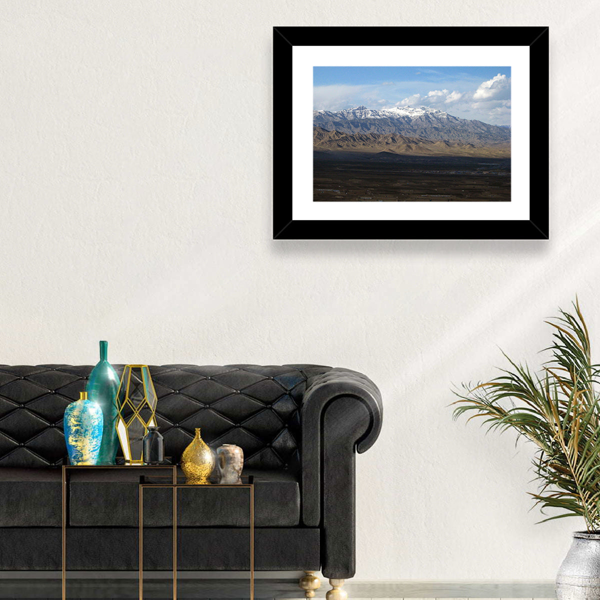 Snow-capped Afghan Mountains Wall Art in a room, landscape