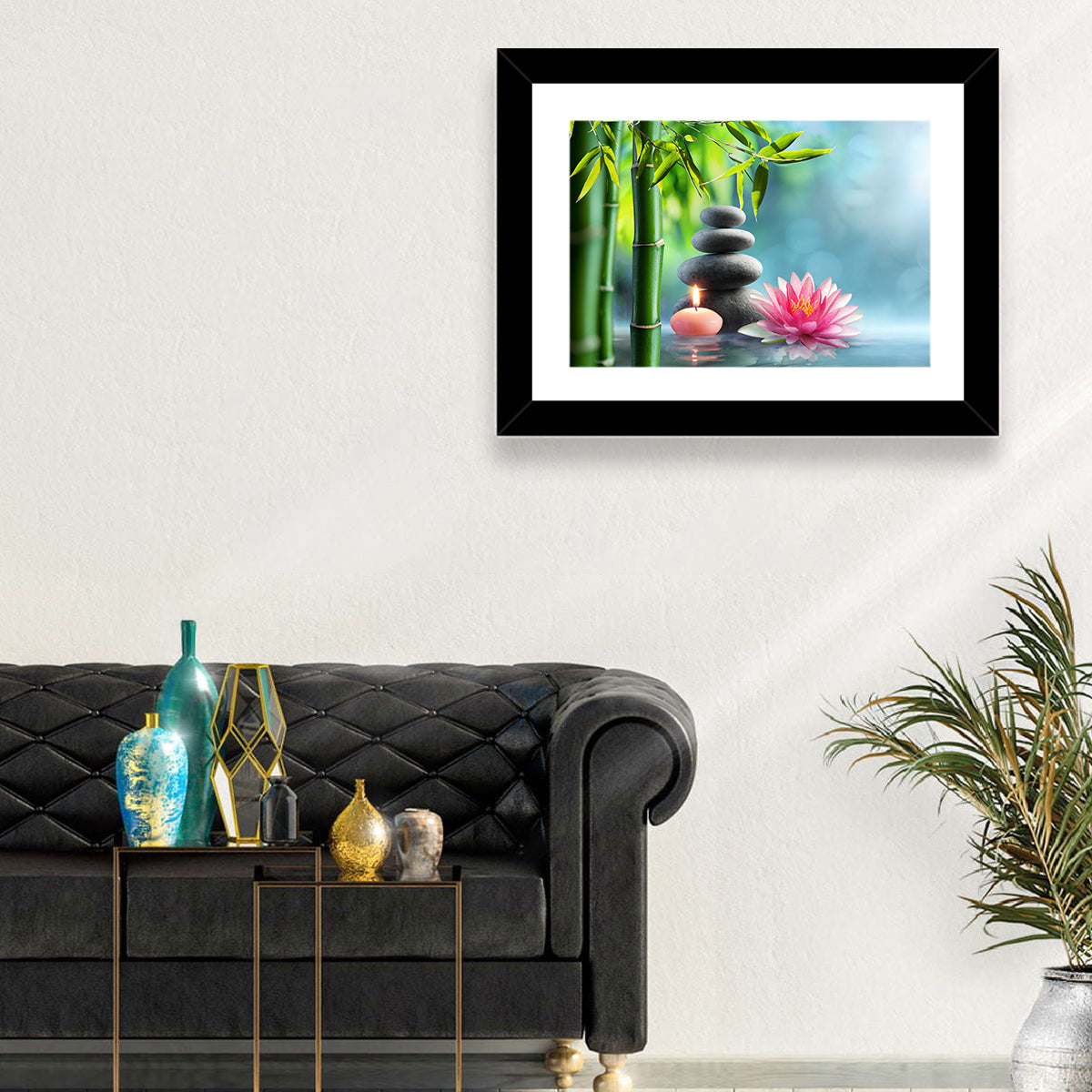 Zen Massage Stones with Waterlily Wall Art
