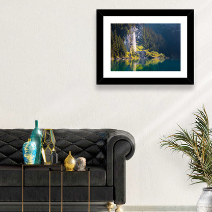 Lake Oeschinen Waterfall Reflection Wall Art